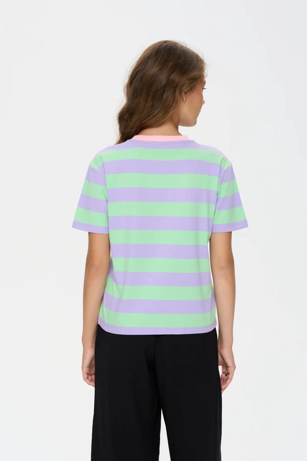 Contrast Neck Striped Tee