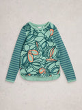 Clara Long Sleeve Tee - Teal Print