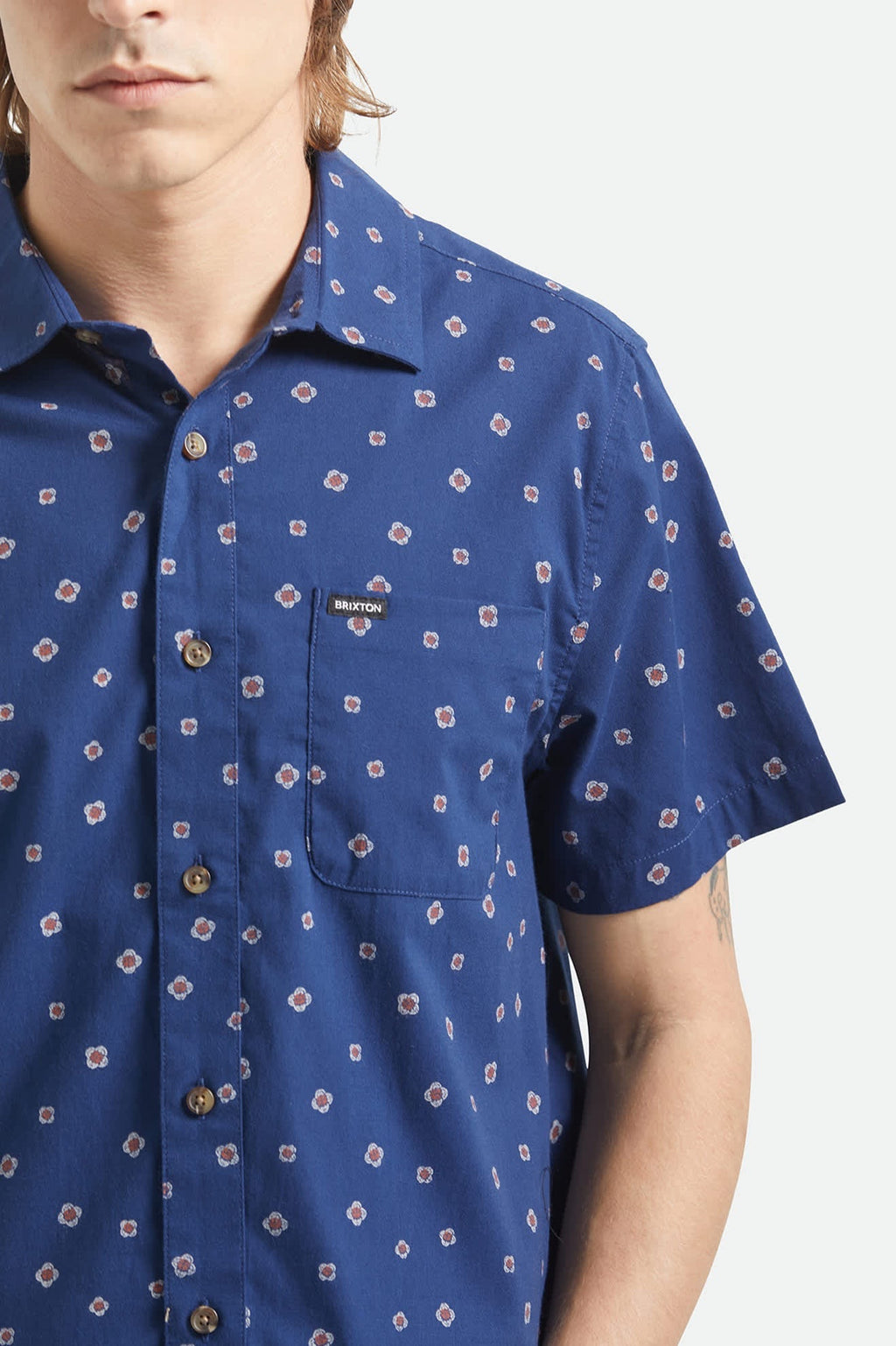 Charter Print Short Sleeve Woven - Midnight Blue Geo