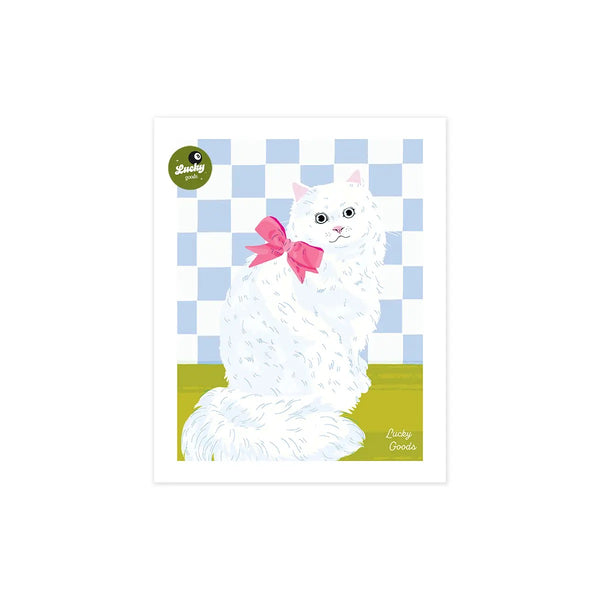 Kitty With Bow Portrait Print