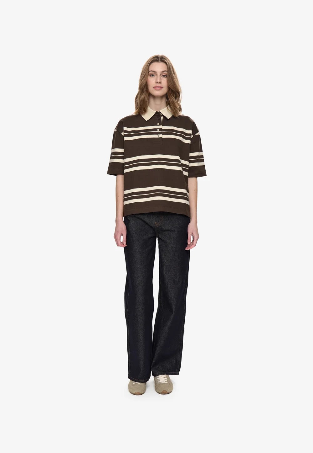 Thea Short Sleeve Polo - Turkish Coffee