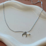 Orcina Horn Necklace With Pearl