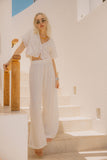 Seaside Eyelet Wide Leg Pant - Off White