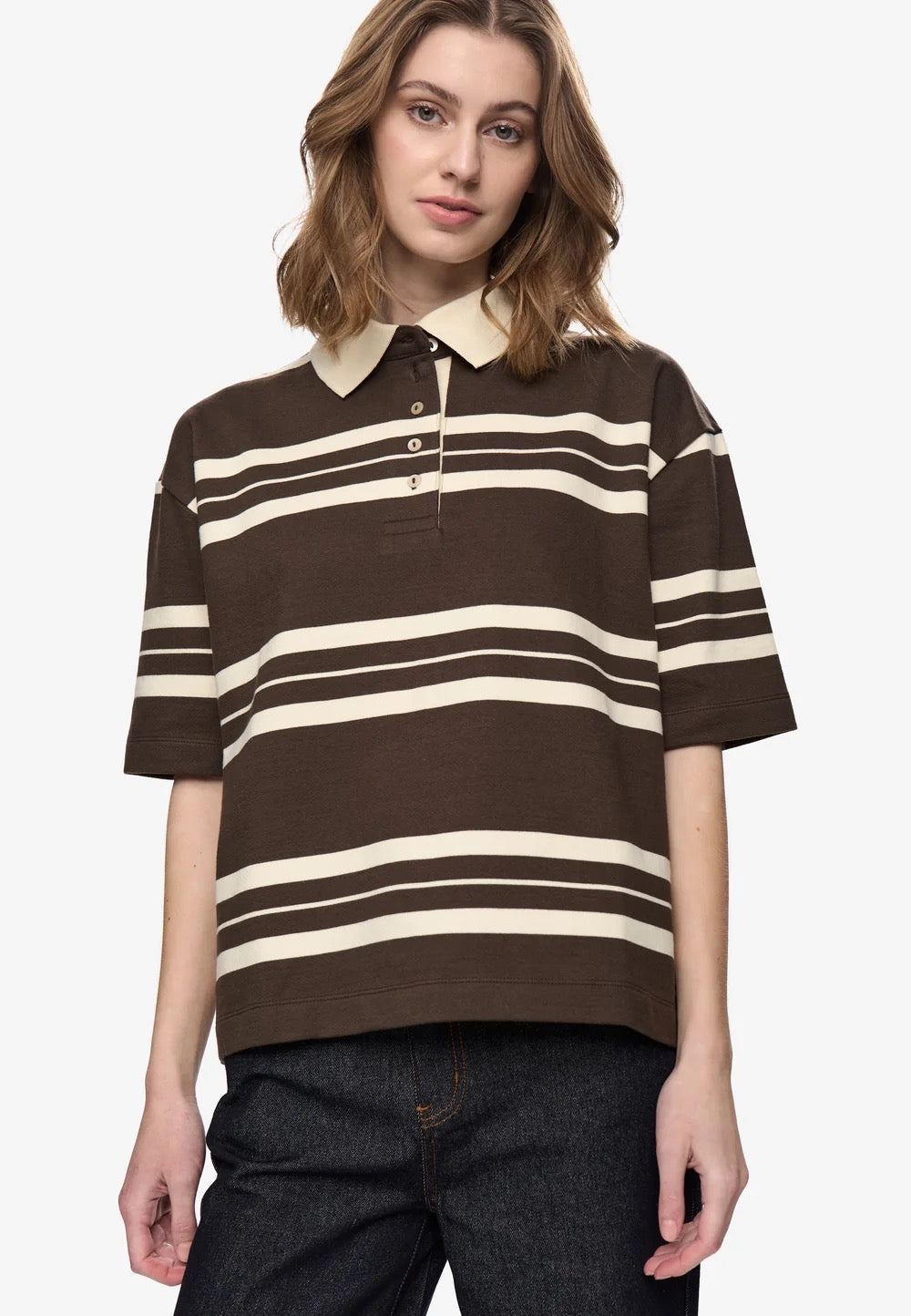 Thea Short Sleeve Polo - Turkish Coffee