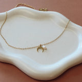 Orcino Horn Necklace With Pearl