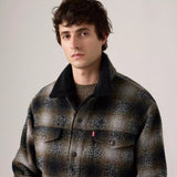Relaxed Fit Sherpa Plaid Trucker Jacket - James Plaid Paloma