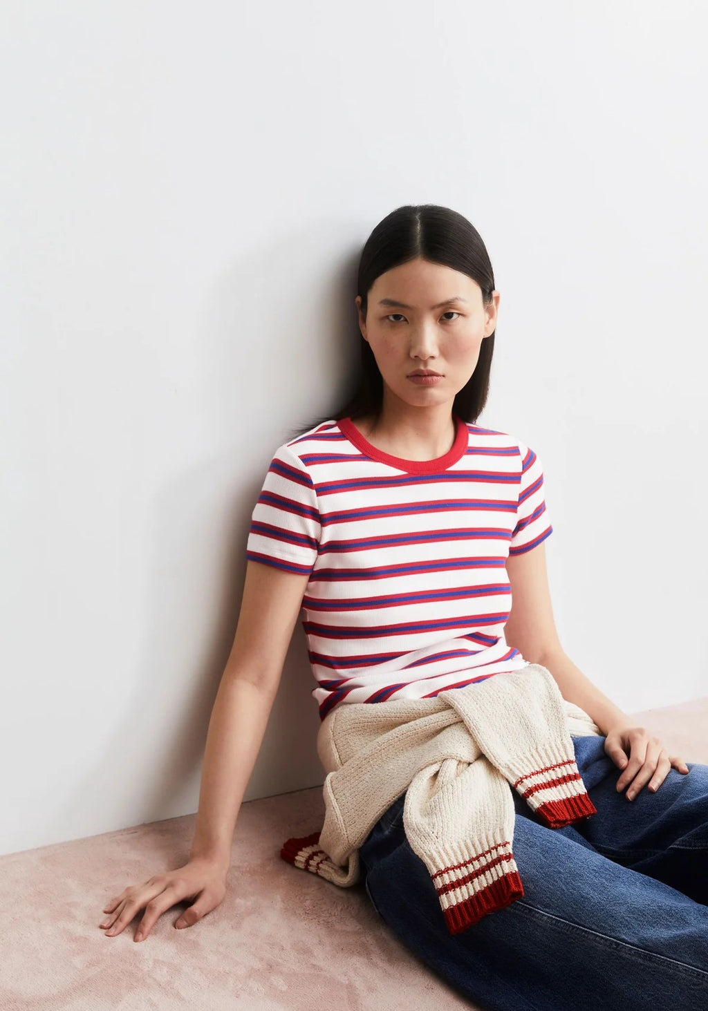 Kardaa T Shirt - Light Oatmilk/Mars Red/Dynamo Blue