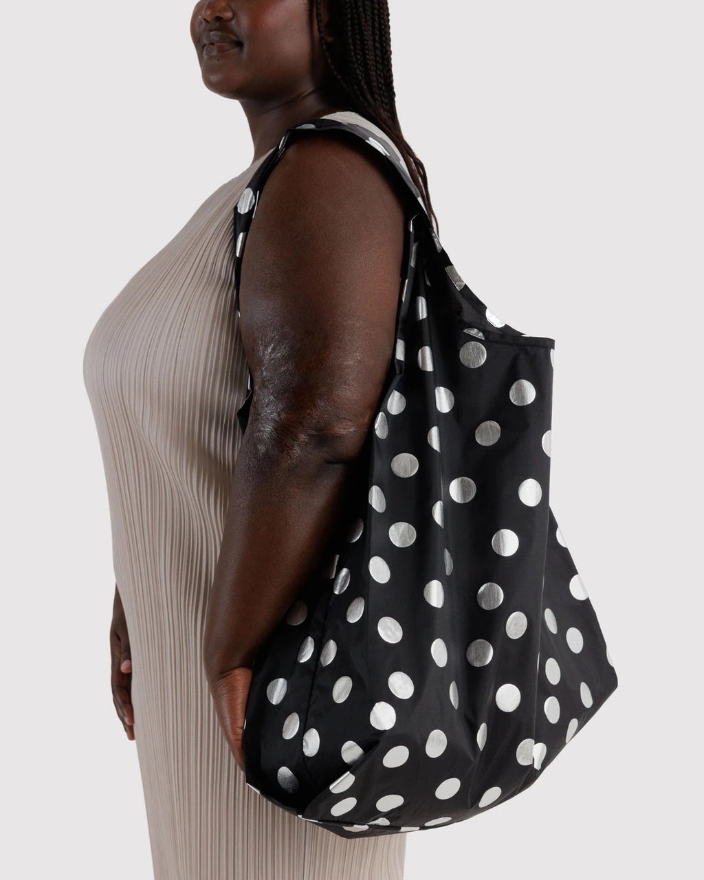 Big Baggu - Silver Metallic Polka Dot