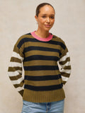 Bea Button Cotton Jumper - Green Multi