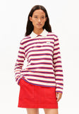 Stripe Polo Longsleeve - Light Oatmilk/Mars Red/Dynamo Blue