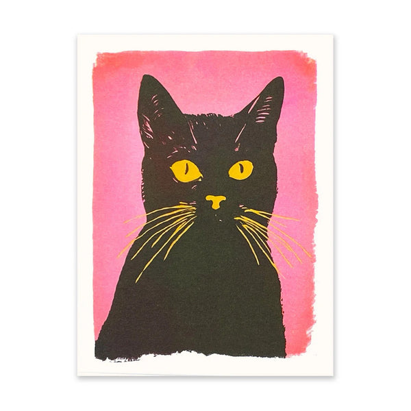 Retro Pink Cat Riso Print 8x6