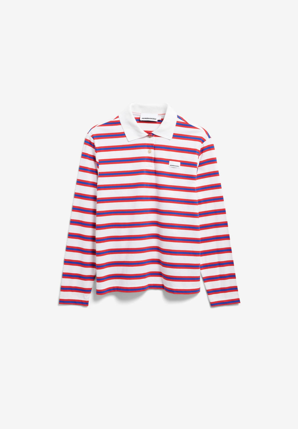 Stripe Polo Longsleeve - Light Oatmilk/Mars Red/Dynamo Blue