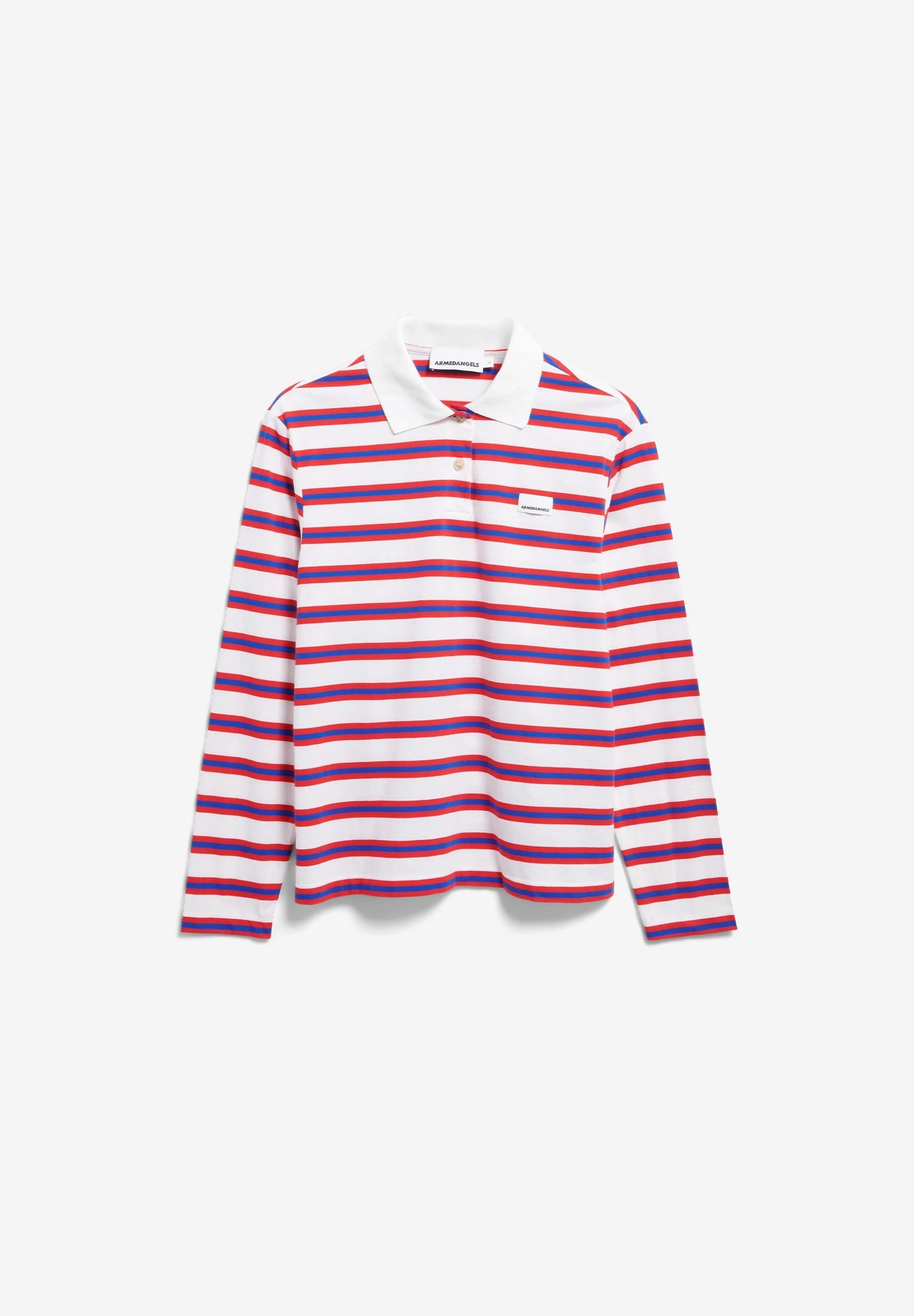 Stripe Polo Longsleeve - Light Oatmilk/Mars Red/Dynamo Blue