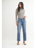 Mid Rise Stretch Bow Boyfriend - Medium Denim
