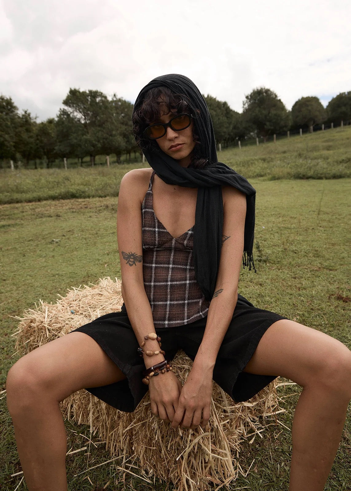 Reverie Seersucker Strappy Top - Coffee Check