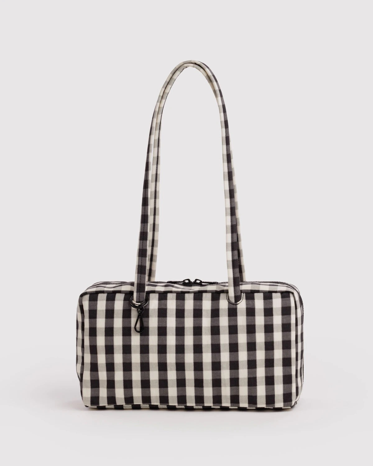 Nylon Bowler Bag - Black & Cream Gingham