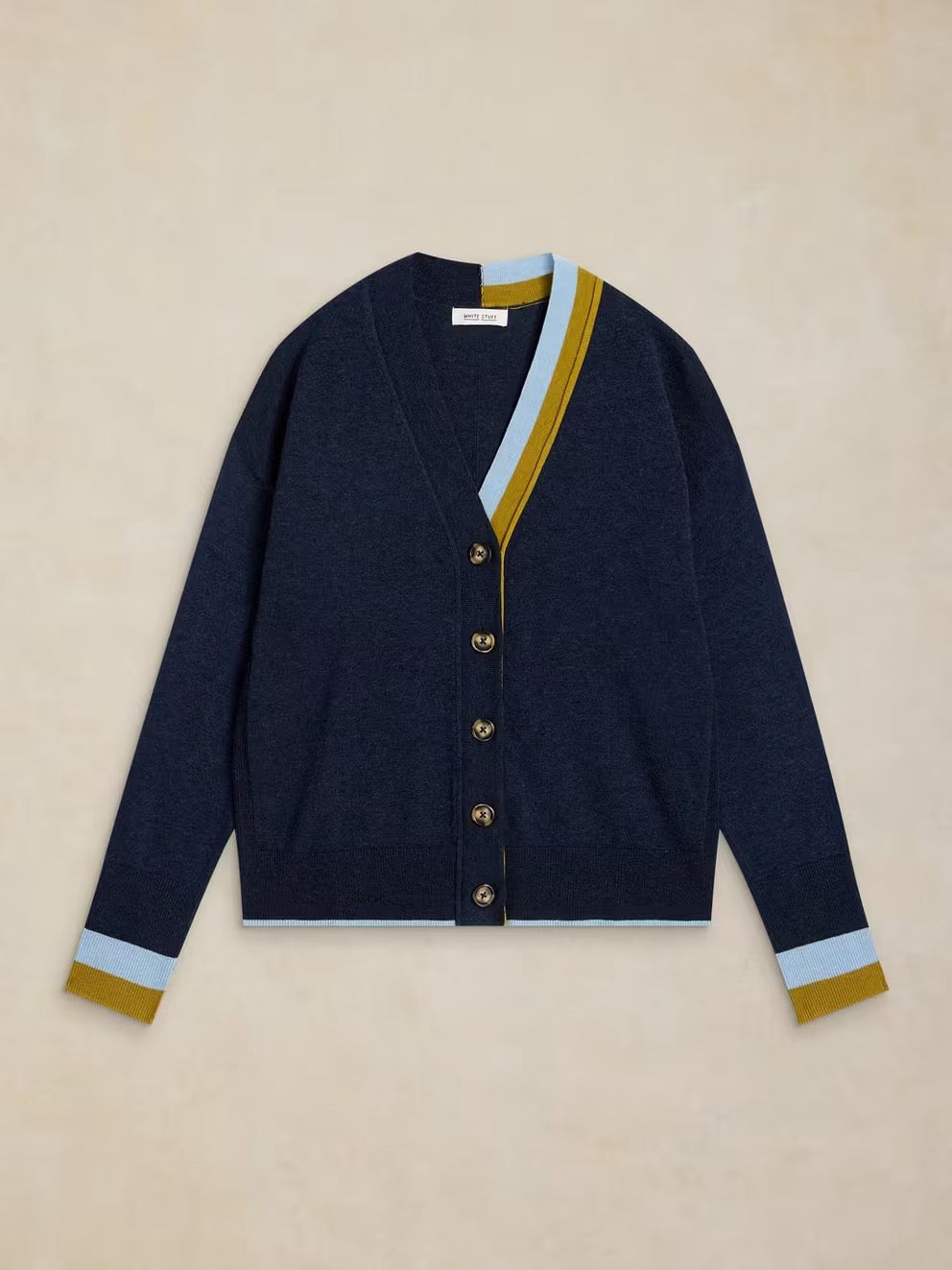 Katie V Neck Cardigan - Navy Multi
