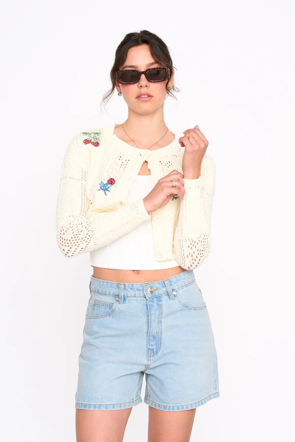 Embroidered Cardigan - Ivory