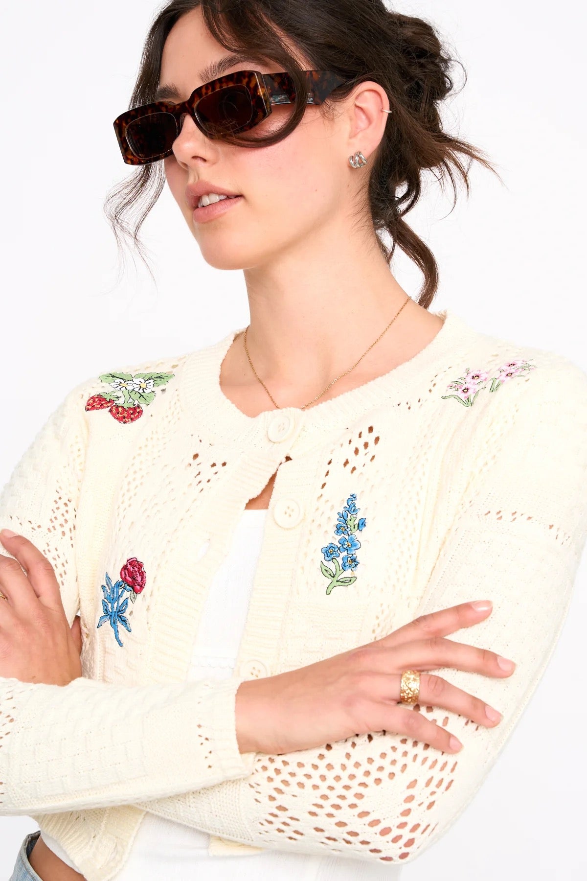 Embroidered Cardigan - Ivory