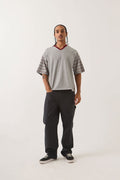 Brixton Football Tee - Heather Grey/Maroon
