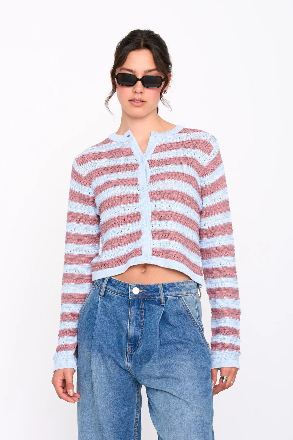 Striped Cardigan - Blue/Red