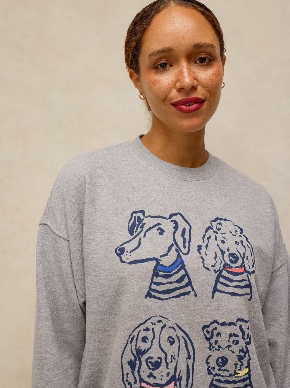 Cleo Longline Graphic Sweatshirt - Grey Marl