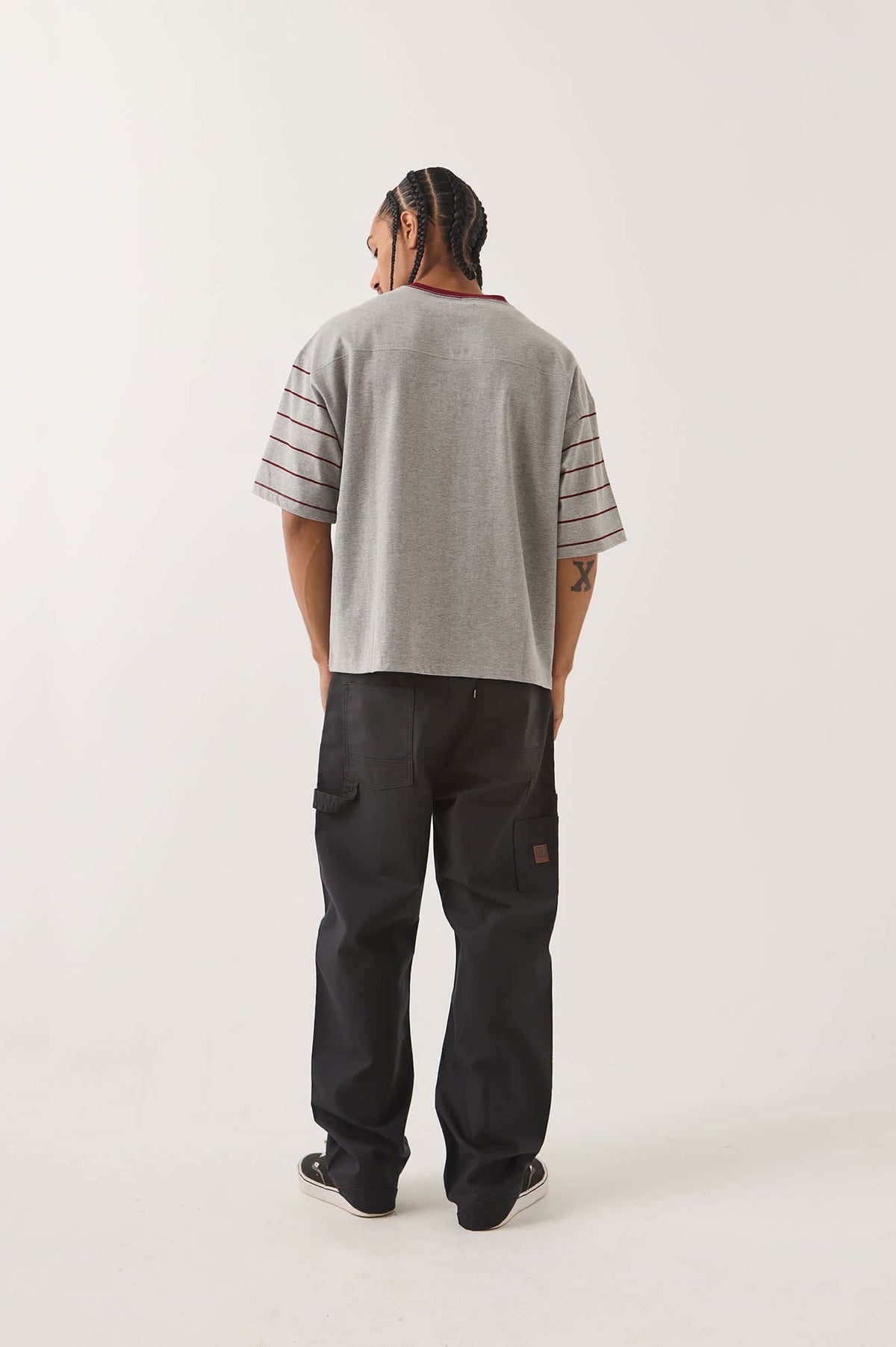 Brixton Football Tee - Heather Grey/Maroon