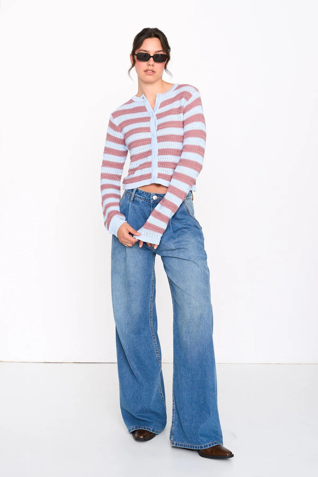 Striped Cardigan - Blue/Red