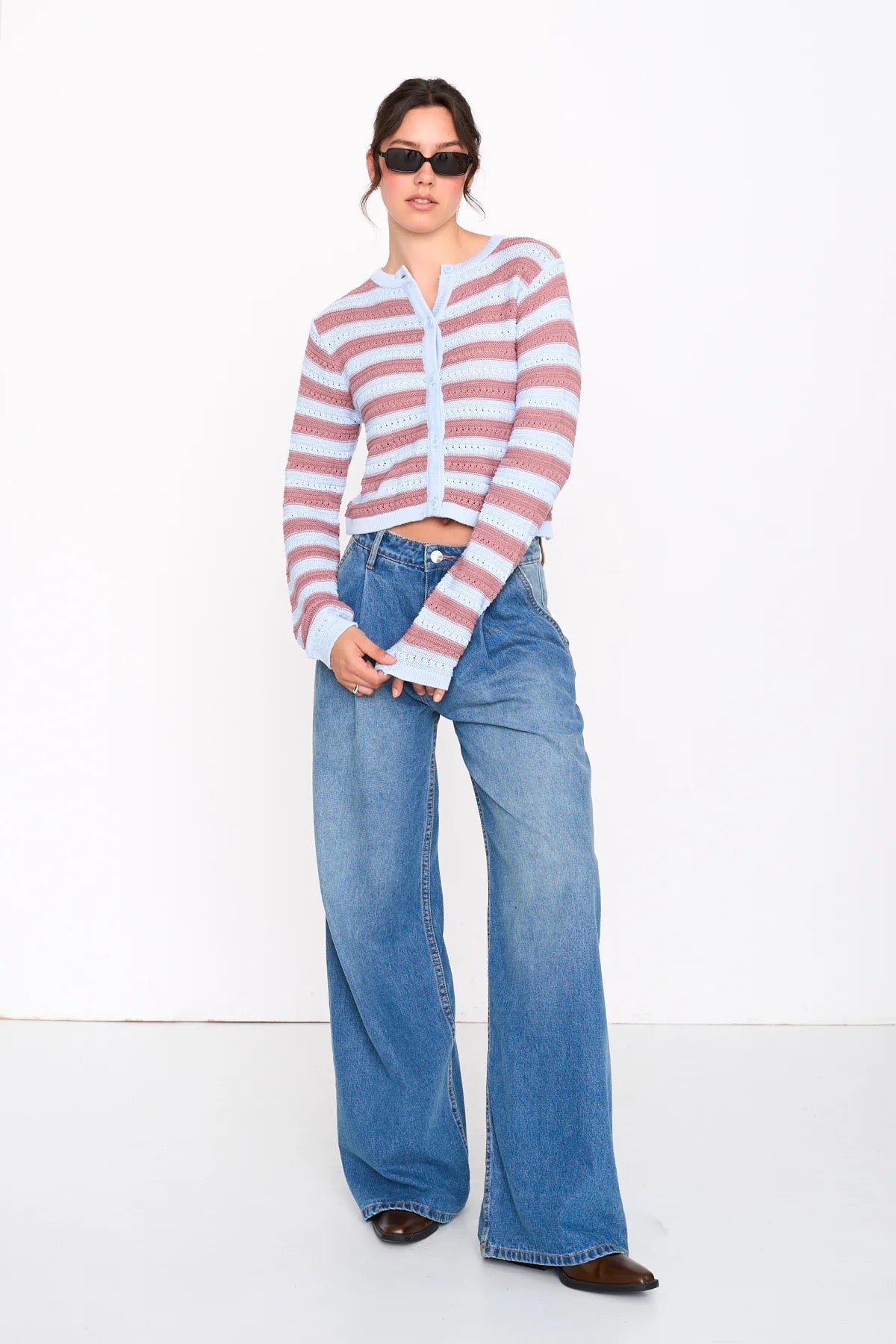 Striped Cardigan - Blue/Red
