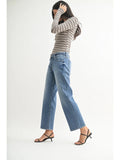 Mid Rise Stretch Bow Boyfriend - Medium Denim