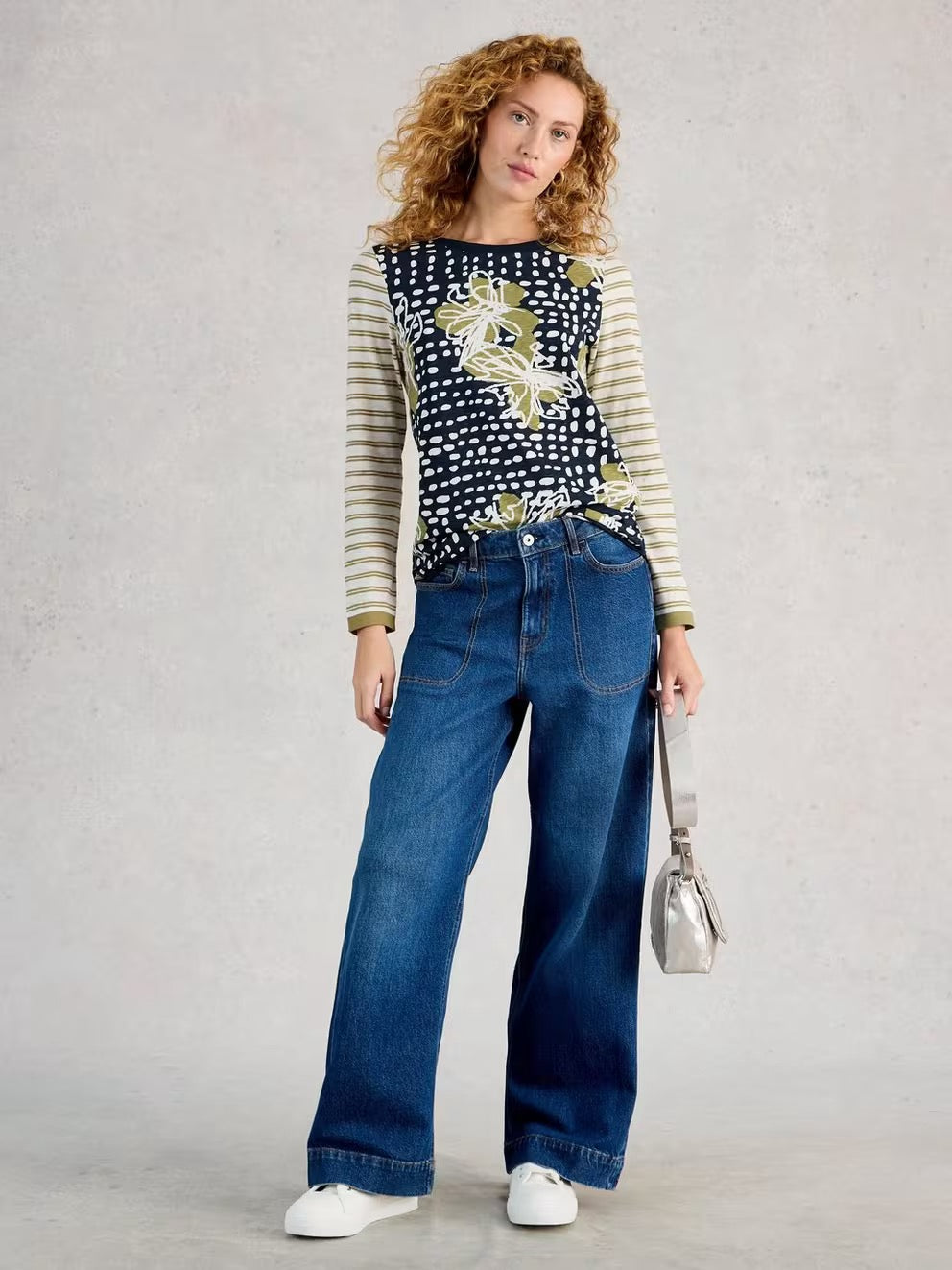 Clara Long Sleeve Tee - Green Print