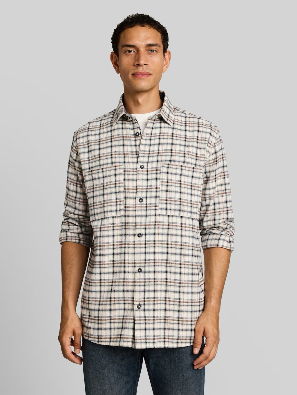 Comfort Checked Shirt - White Based Mint Check