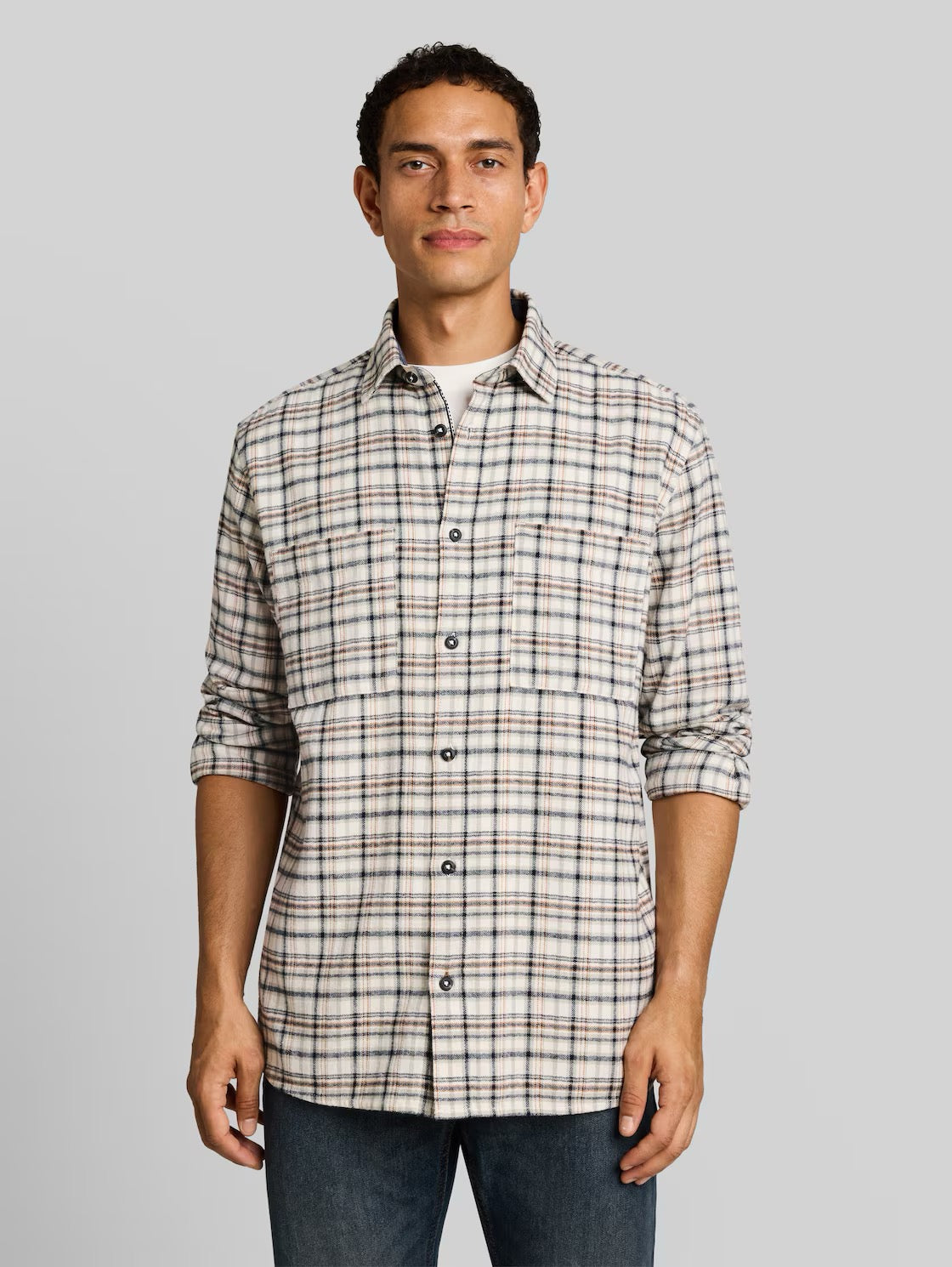 Comfort Checked Shirt - White Based Mint Check