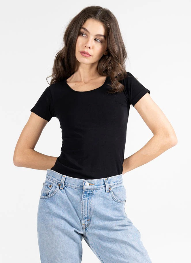 Bamboo Short Sleeve Scoop Neck Tee