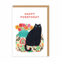 Happy Purrthday Black Cat Greeting Card