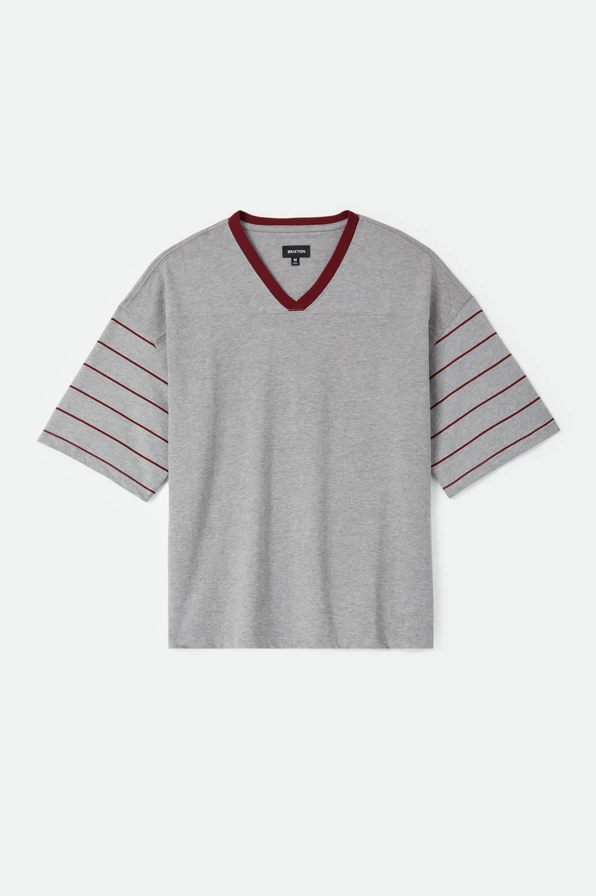 Brixton Football Tee - Heather Grey/Maroon