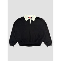 Collared Oversized Sweatshirt AAB486 - Black