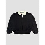 Collared Oversized Sweatshirt AAB486 - Black