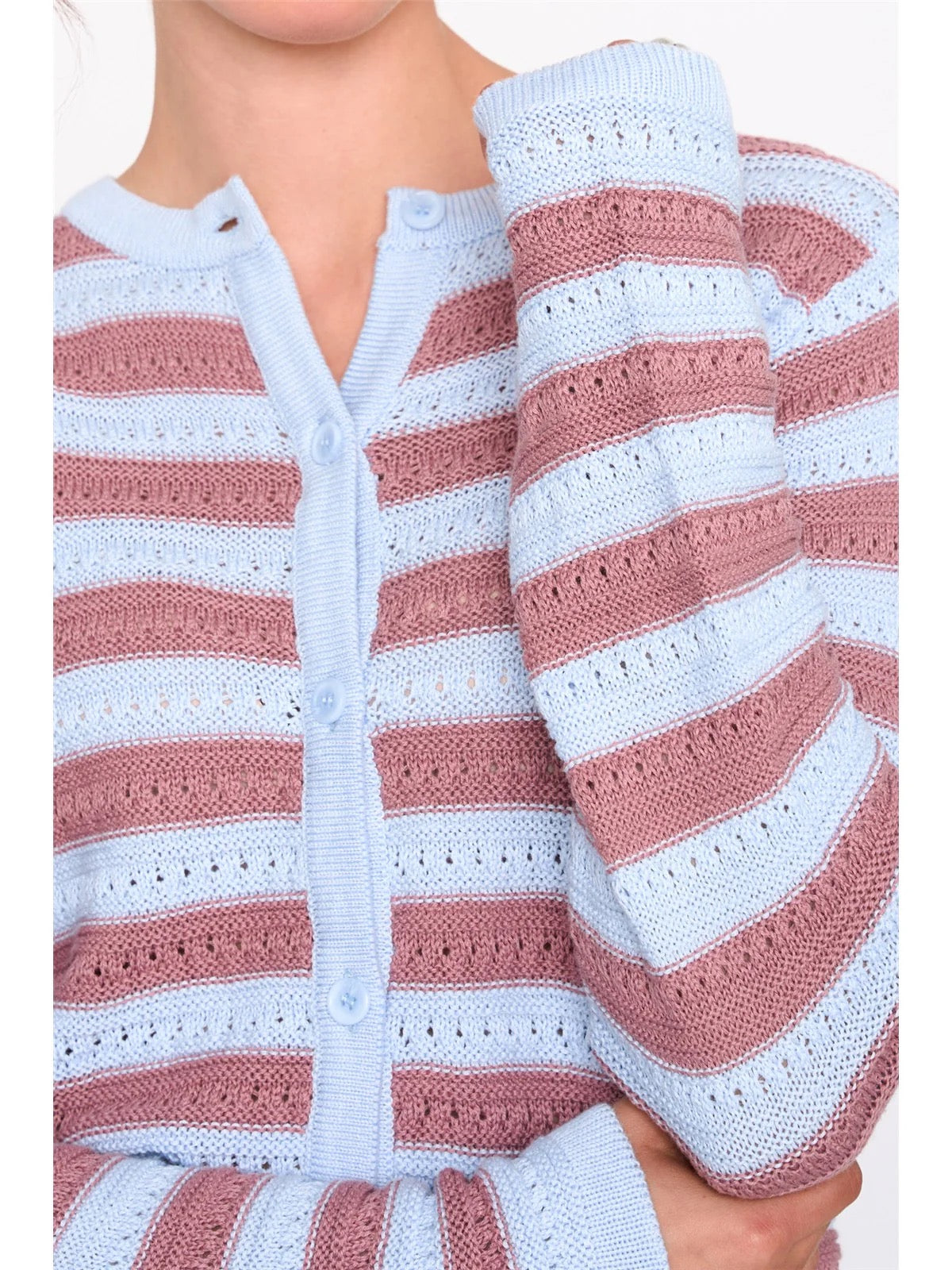 Striped Cardigan - Blue/Red