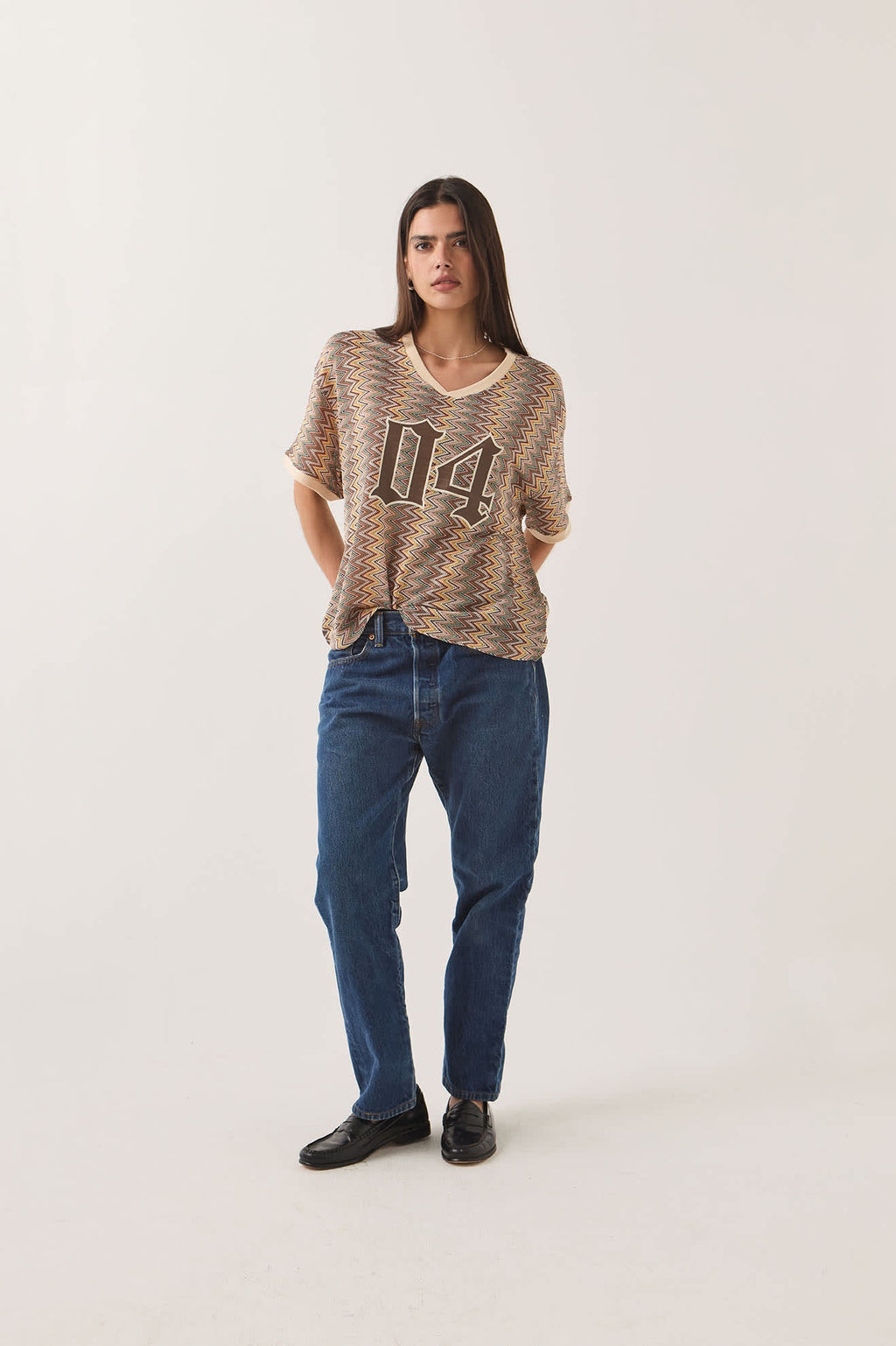 Football Oversized Mesh Jersey - Multicolour Zig Zag