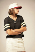 Varsity Football Mesh T Shirt - Washed Black