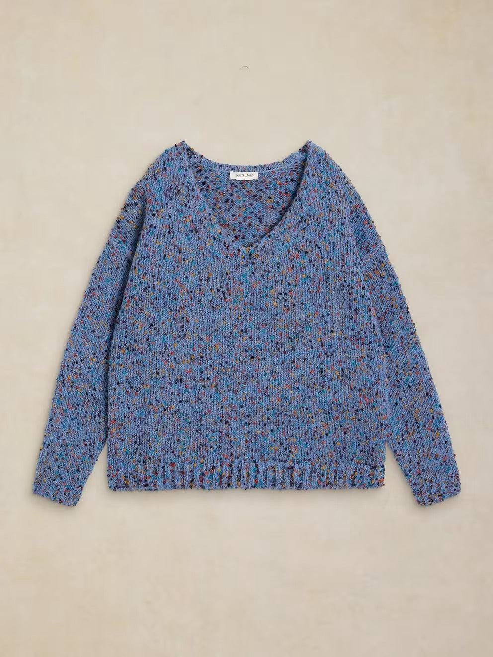 Texture V Neck Jumper - Mid Blue
