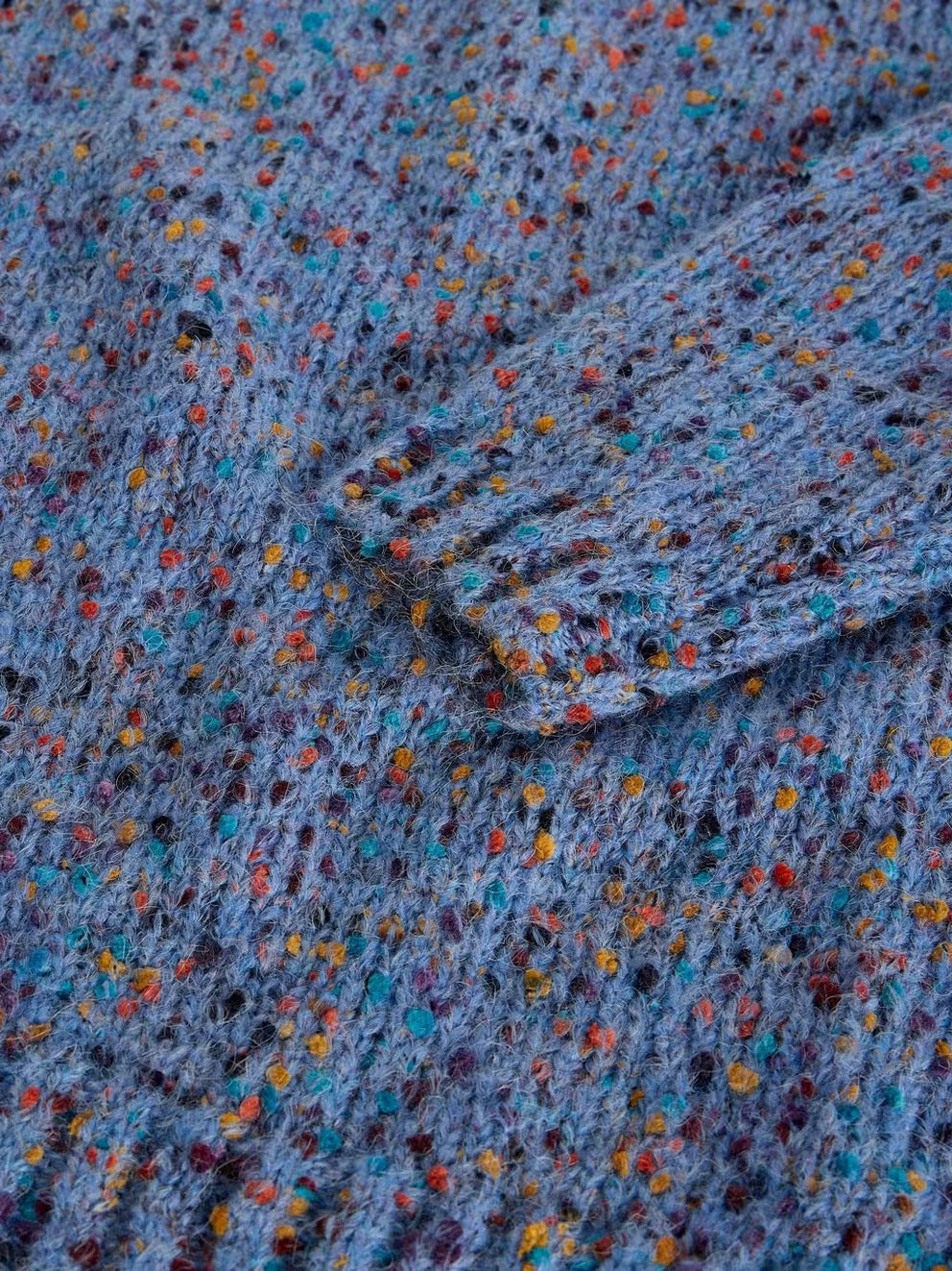 Texture V Neck Jumper - Mid Blue