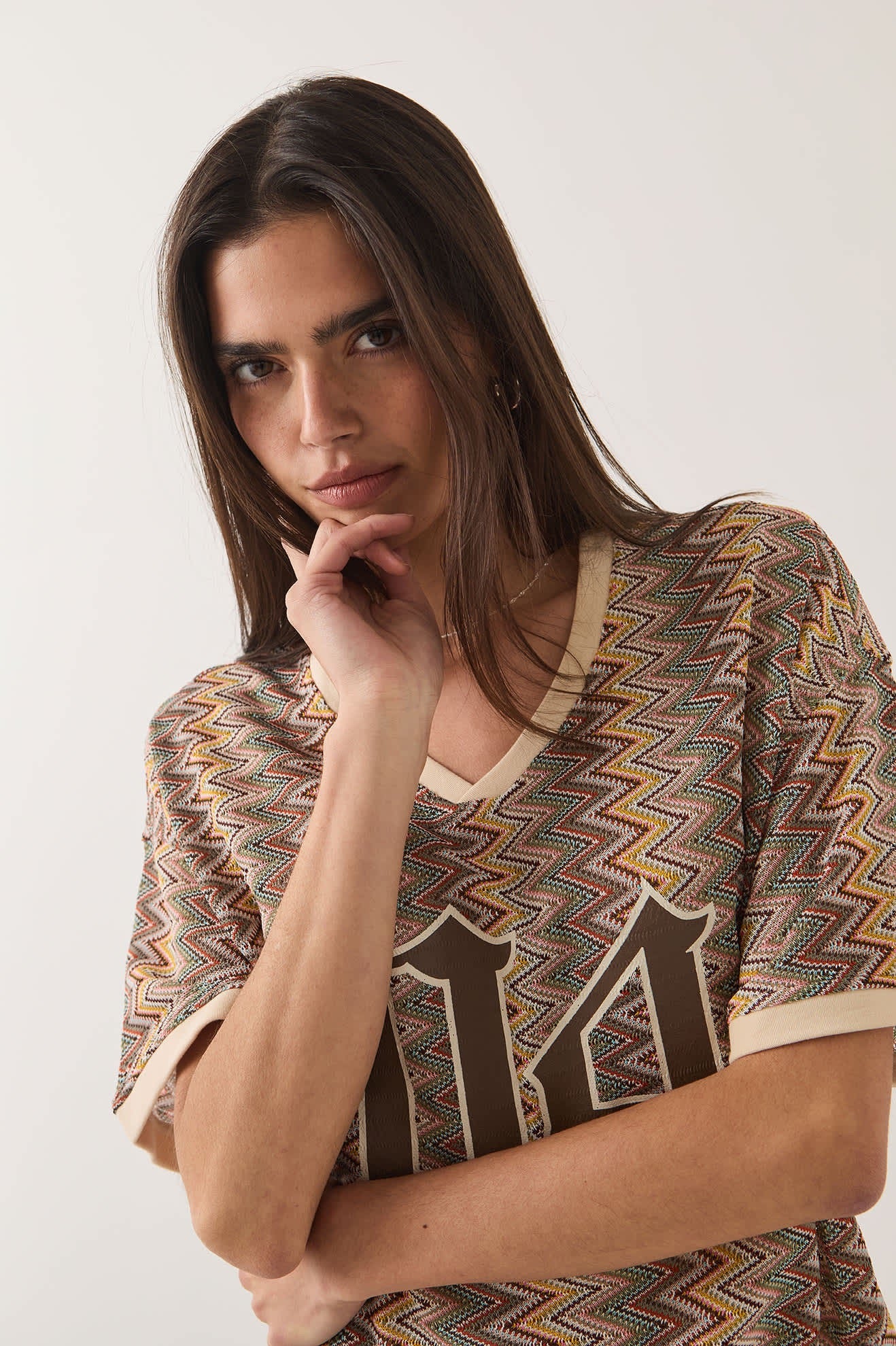 Football Oversized Mesh Jersey - Multicolour Zig Zag