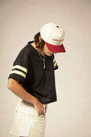 Varsity Football Mesh T Shirt - Washed Black