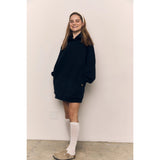 Organic Cotton Terry Hoodie Dress - Black