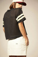 Varsity Football Mesh T Shirt - Washed Black