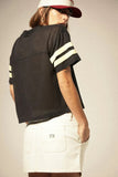 Varsity Football Mesh T Shirt - Washed Black