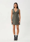 Jonah Recycled Mini Dress - Deep Olive Check
