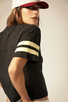 Varsity Football Mesh T Shirt - Washed Black